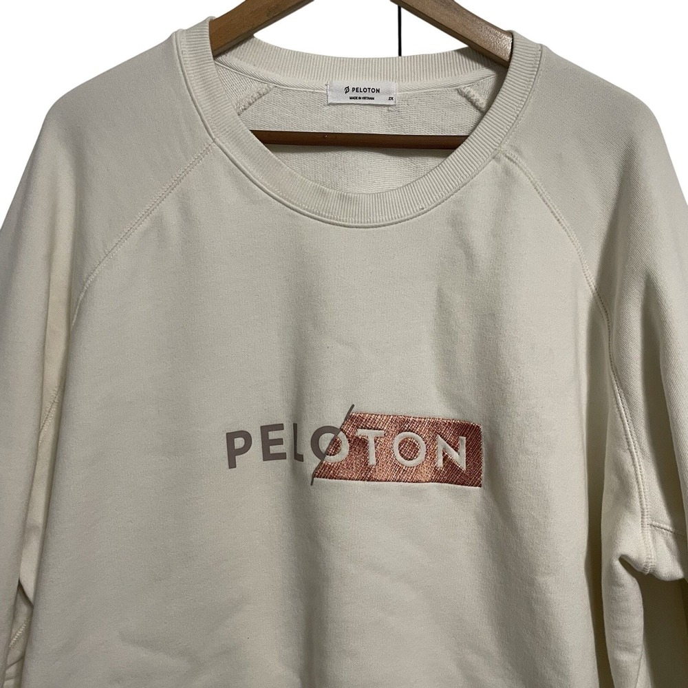 PELOTON Cream Raglan Sweatshirt Logo Pullover Athleisure Women's Size 2X - Picture 4 of 12